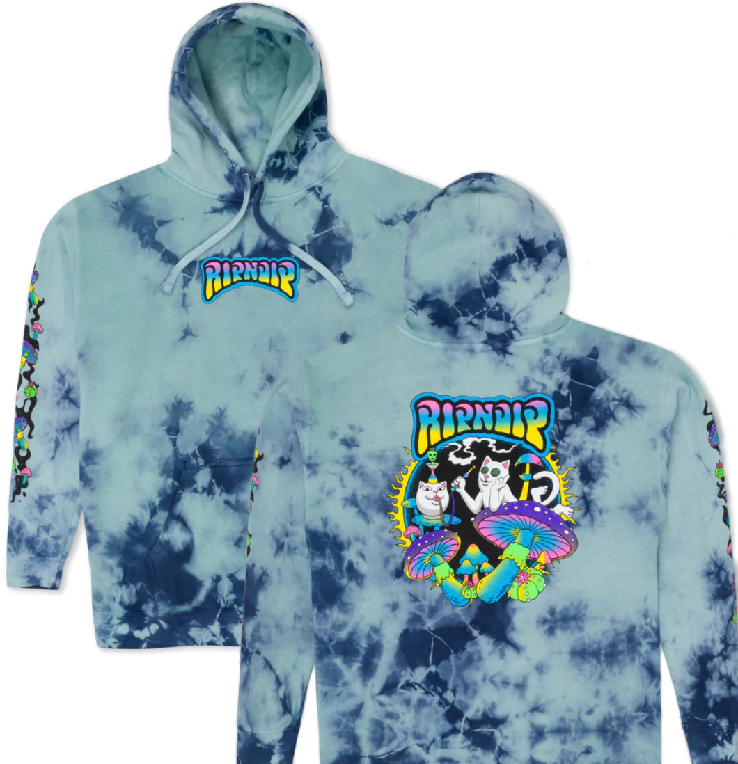 RIPNDIP - Hoodie 'Psychedelic Garden' (Navy Lighting Wash) - Plazashop