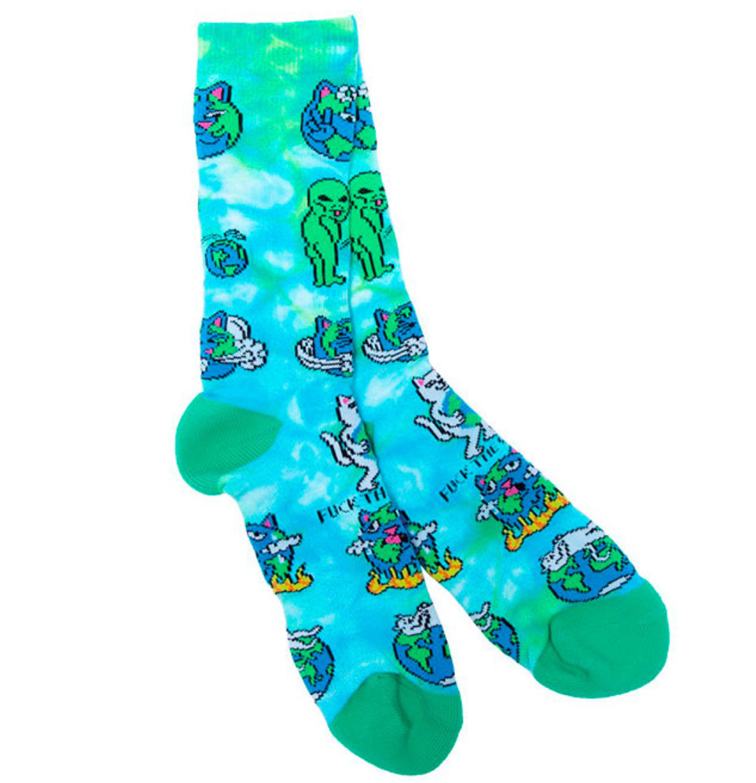 RIPNDIP - Strømper 'Save The World Sock' (Blue Tie Dye) - Plazashop